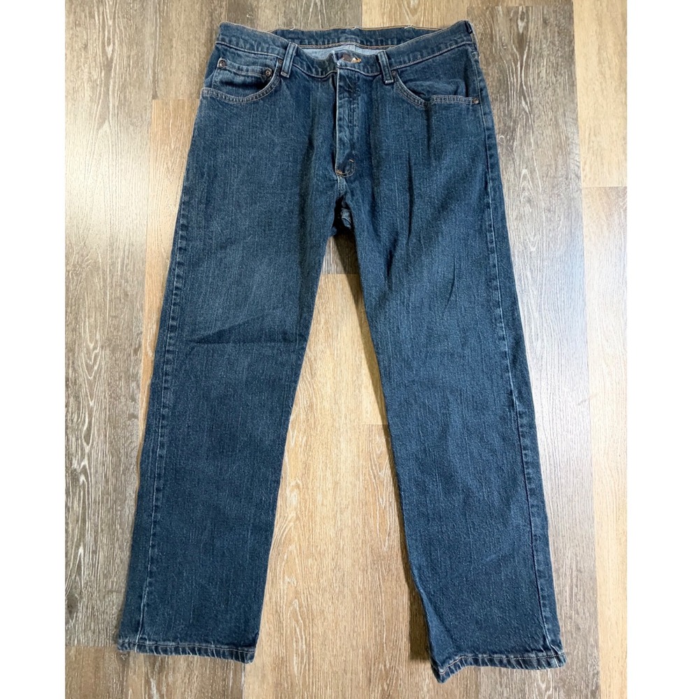 Wrangler Regular Fit Jeans Mens 34x29 Blue Dark Wash Straight Leg 9TRGAMD